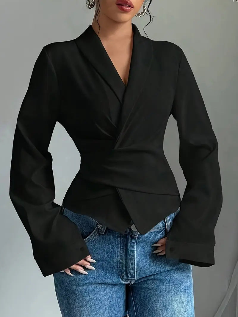 LADIES LONG SLEEVE TOP                   BLACK                  (SIZE  S - 2XL)