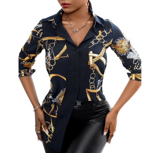 LADIES LONG SLEEVE SHIRT                     BLACK                     (SIZE  S - 2XL)