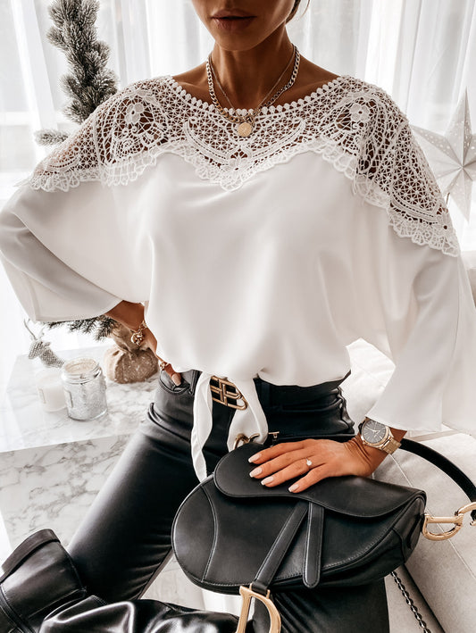 LADIES LONG SLEEVE SHIRT                           WHITE / BLACK                      (SIZE  S - 2XL)