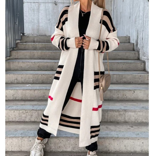 LADIES LONG SLEEVE CARDIGAN / COAT                    WHITE / GRAY / BLACK / CAMEL              (SIZE  S - XL)