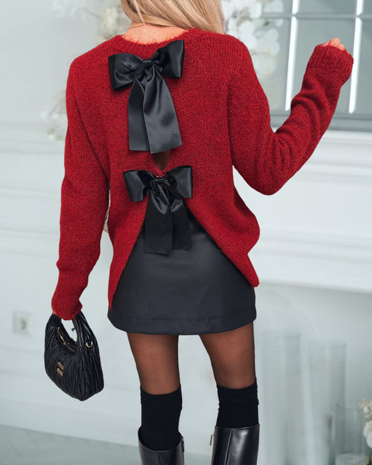 LADIES LONG SLEEVE SWEATER               RED             (SIZE  S - XL)