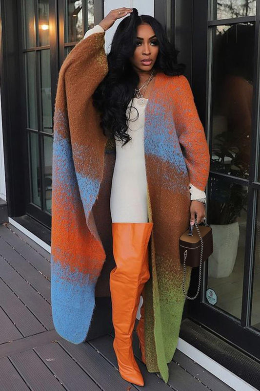 LADIES LONG SLEEVE KNITTED COAT                    MULTICOLOUR                  (FREE SIZE)