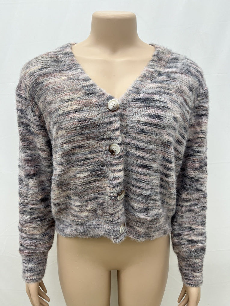 LADIES LONG SLEEVE KNITTED SWEATER                 GRAY                 (SIZE  S - XL)
