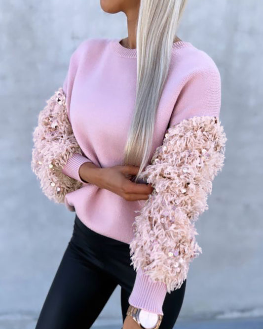 LADIES LONG SLEEVE SWEATER TOP            PINK            (SIZE  S - XL)