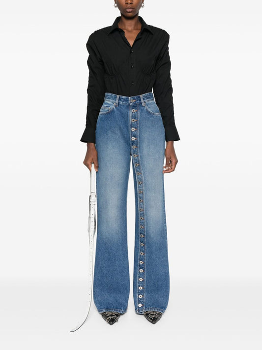 LADIES STRAIGHT LEG JEANS                BLUE DENIM                (SIZE  S - 2XL)