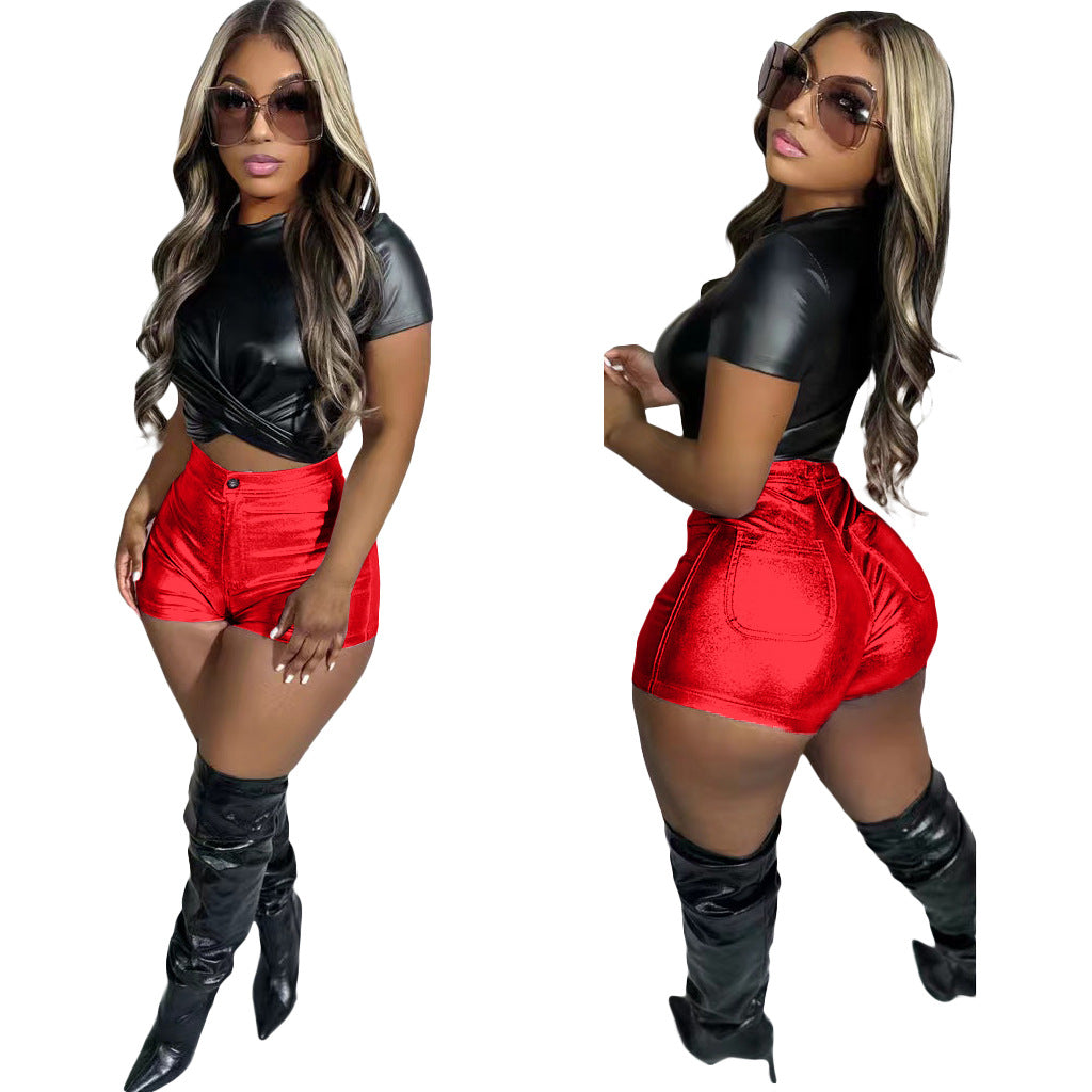LADIES SEXY SHORTS                8 DIFFERENT METALLIC COLOURS                 (SIZE  S / M / L / XL / 2XL)