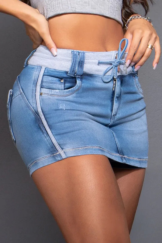 LADIES DENIM SKORTS                LIGHT BLUE DENIM               (SIZE  S - L)