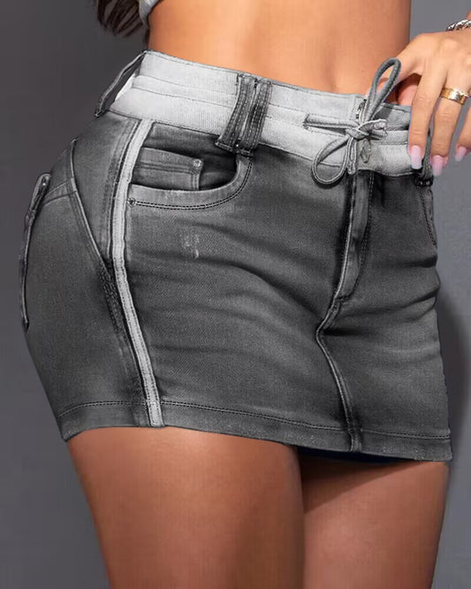 LADIES DENIM SKORTS                DARK GRAY                (SIZE  S - 2XL)