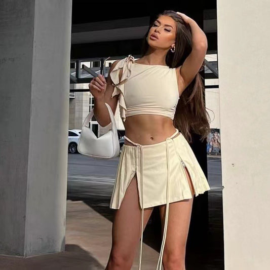 LADIES MINI SKIRT               YELLOW-BEIGE             (SIZE  S - L)