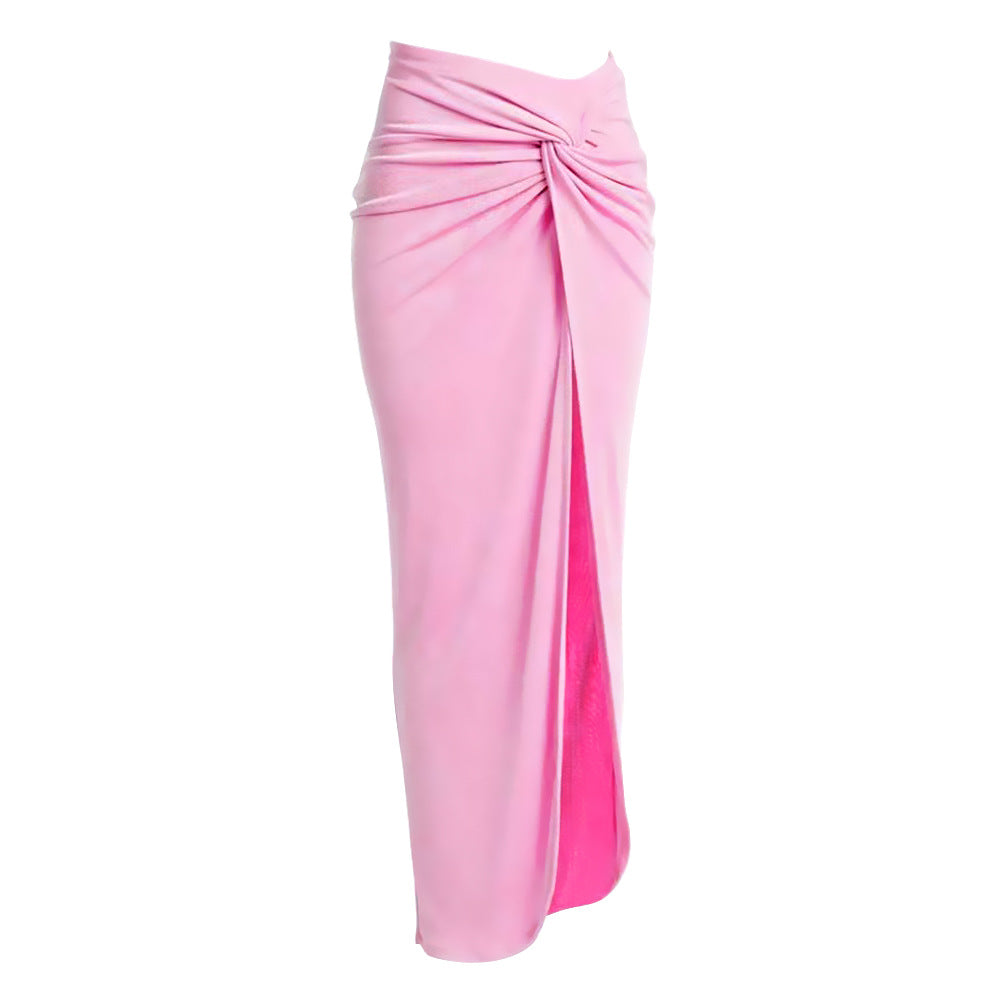 LADIES THREE PIECE BIKINI BEACHWEAR SWIMWEAR & SKIRT SET              PINK-PURPLE                (SIZE  S - XL)
