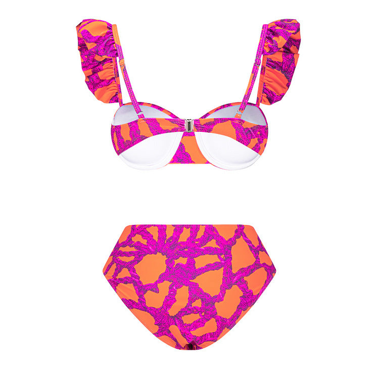 LADIES TWO PIECE SWIMSUIT & SKIRT SET            DARK PINK              (SIZE  S - XL)