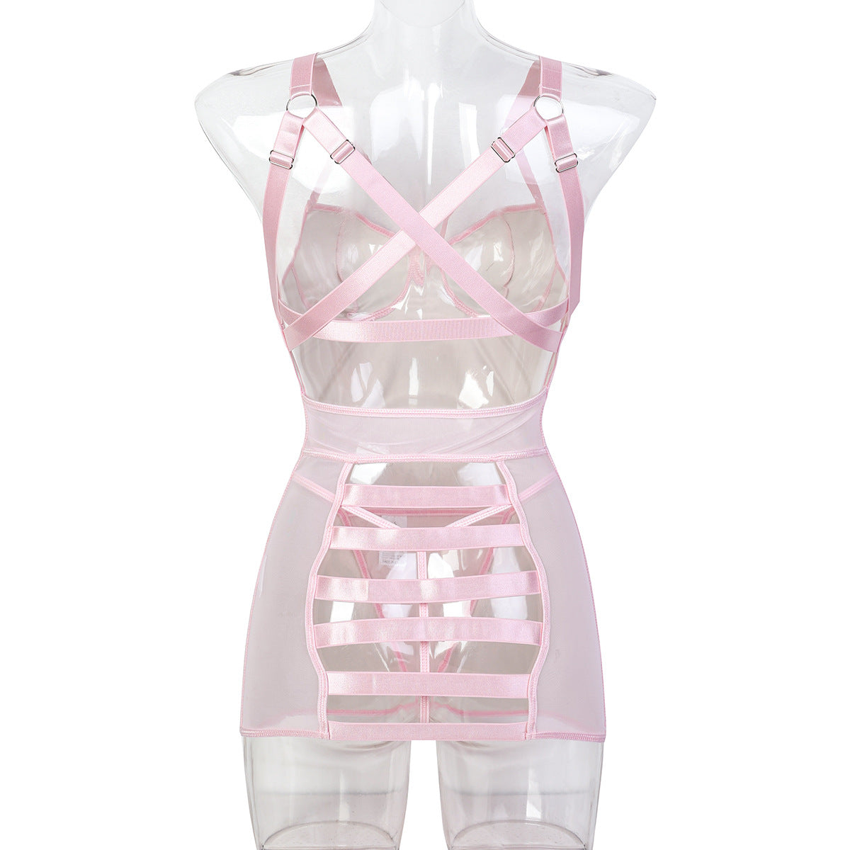 LADIES PU LEATHER LINGERIE DRESS                PINK               (SIZE  S - XL)