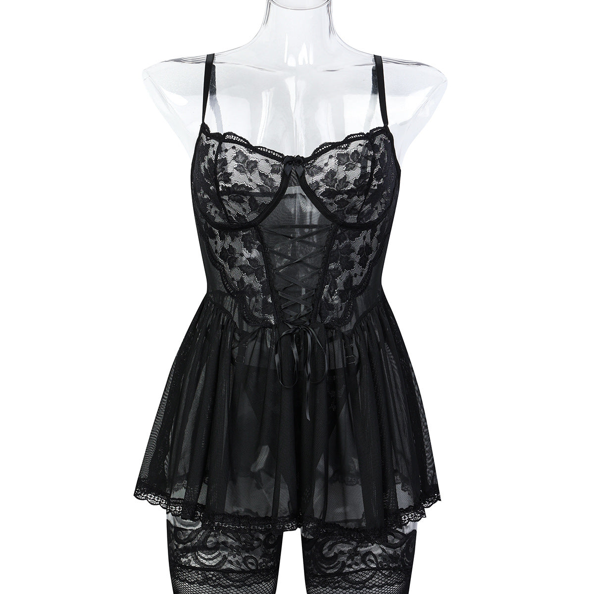 LADIES THREE PIECE LINGERIE SET                   WHITE                     (SIZE  S - L)