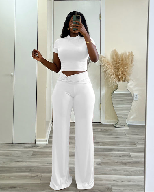 LADIES TWO PIECE PANTS & TOP SET                      WHITE / BLACK / WINE RED / PINK / BROWN COFFEE                (SIZE  S - XL)