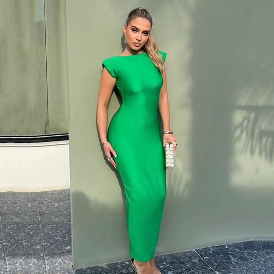 LADIES TIGHT FIT DRESS                 GREEN                     (SIZE  S - L)