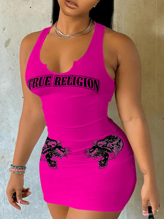 LADIES SEXY MINI DRESS                      DARK PINK / WHITE                       (SIZE  XS - XL)
