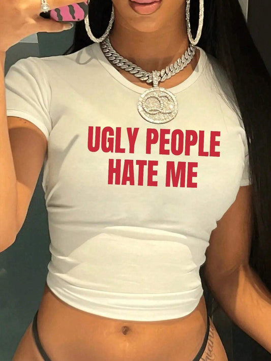 LADIES SEXY CROPPED T-SHIRT                     WHITE                      (SIZE  XS - XL)