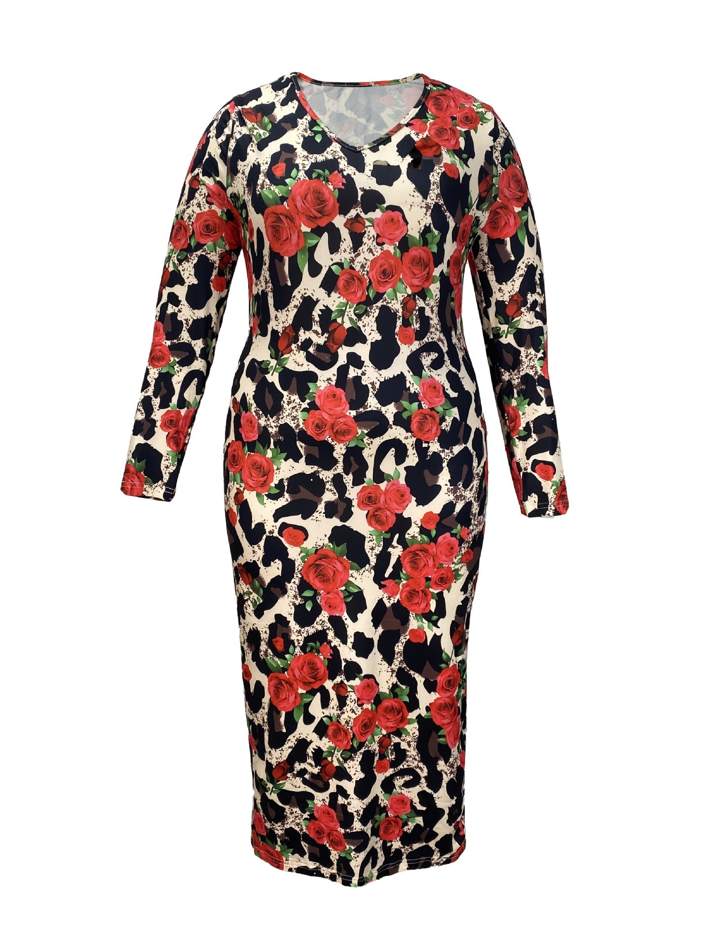 PLUS SIZE  LADIES LONG SLEEVE V-NECK DRESS                    3 DIFFERENT COLOURS                   (SIZE  XL - 5XL)