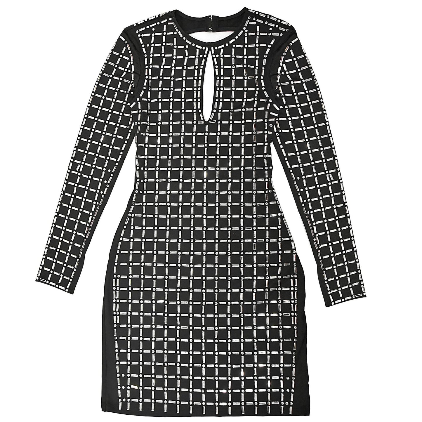LADIES LONG SLEEVE MINI DRESS                  BLACK / APRICOT-BEIGE                   (SIZE  S - 2XL)