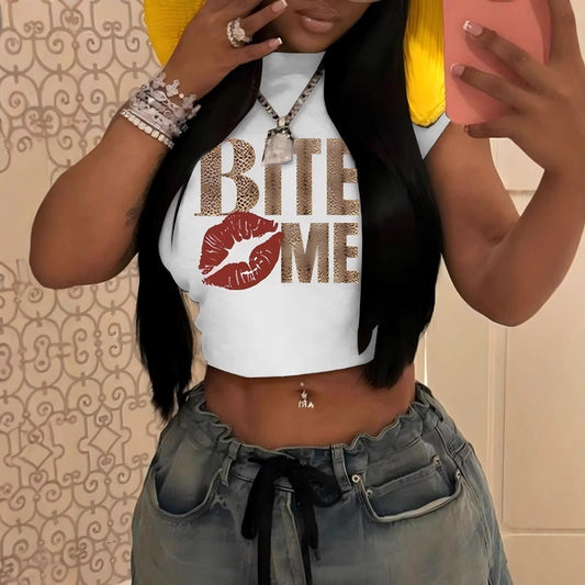 LADIES CROPPED T-SHIRT                WHITE                   (SIZE XS - XL)