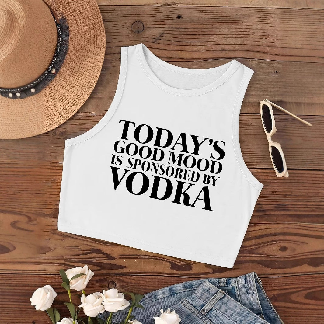 LADIES SLEEVELESS CROPPED TOP                            WHITE                              (SIZE  S - XL)