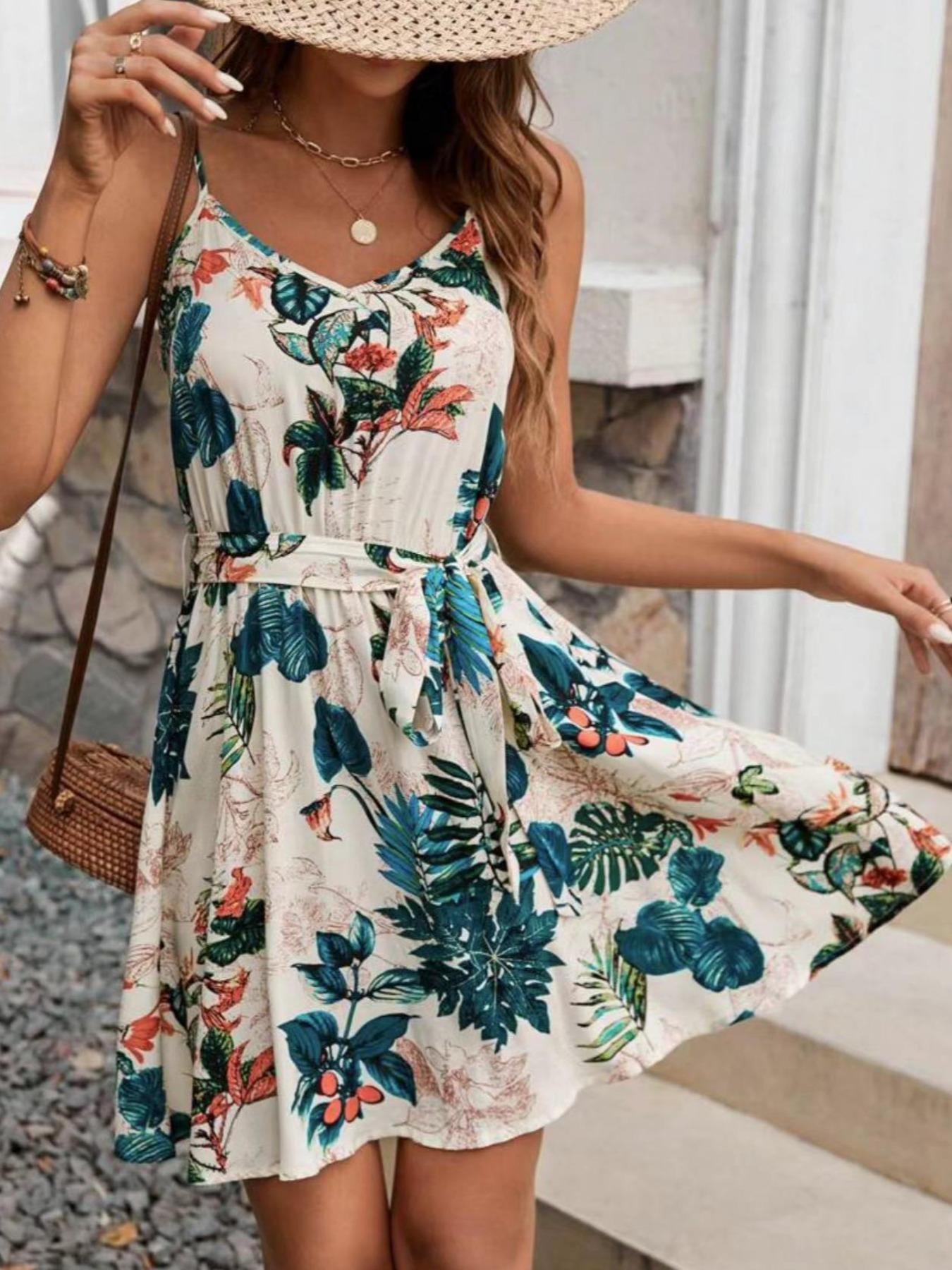 LADIES BEACH DRESS  SUMMER MINI DRESS                    GREEN MULTICOLOUR                  (SIZE  S - 2XL)