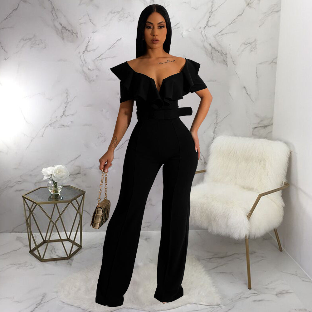 LADIES JUMPSUIT                     BLACK / RED / GREEN / BLUE                          (SIZE  S - 2XL)