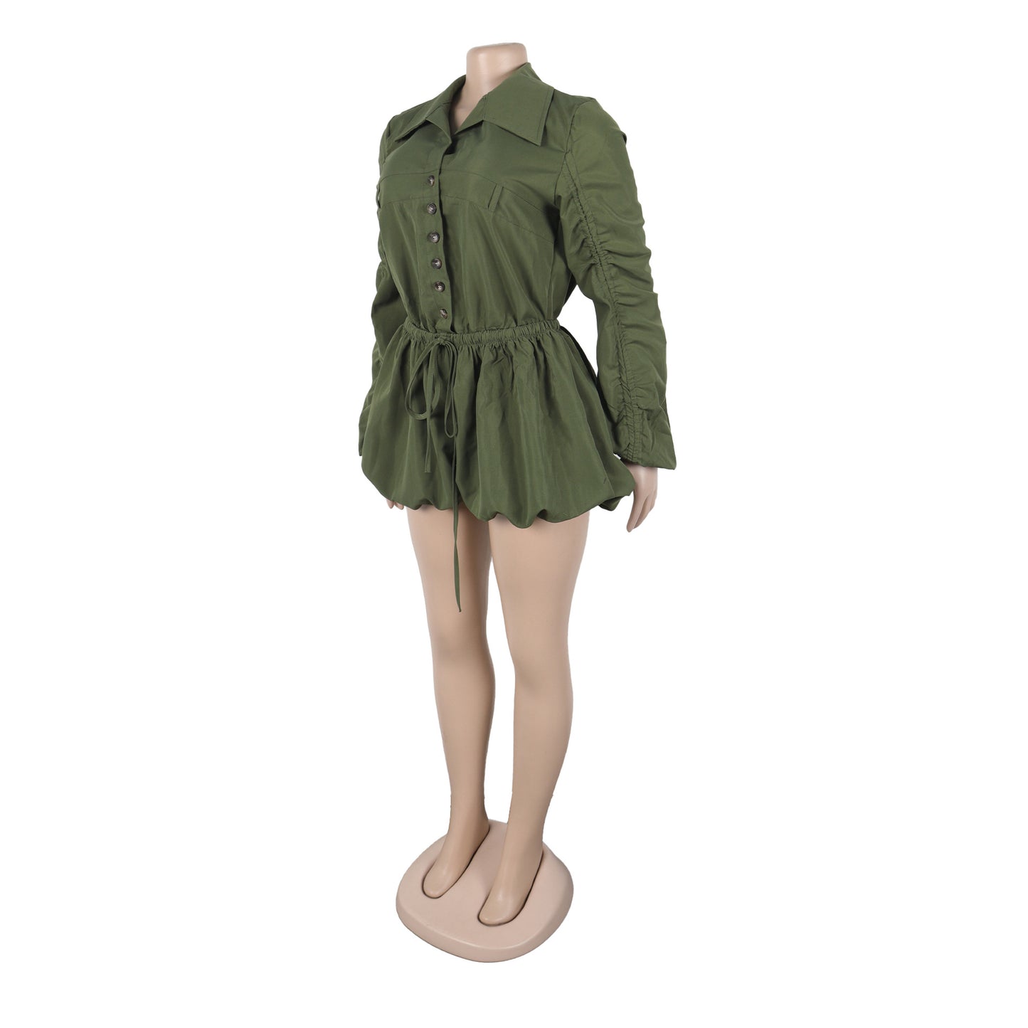 LADIES LONG SLEEVE PLAYSUIT / ROMPER                       OLIVE GRAY / YELLOW-GREEN / ARMY GREEN / LIGHT GRAY                    (SIZE  S - 3XL)