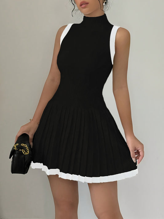 LADIES SLEEVELESS MINI DRESS                   BLACK                     (SIZE  S - 2XL)