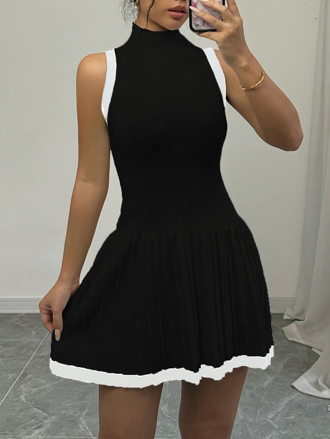 LADIES SLEEVELESS MINI DRESS                   BLACK                     (SIZE  S - 2XL)