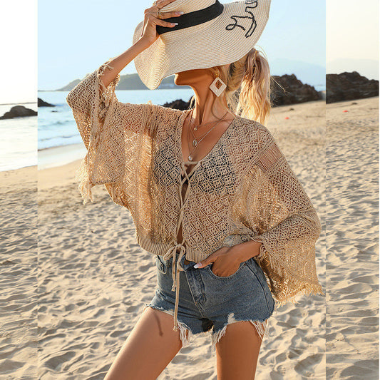 LADIES BEACHWEAR SWIMWEAR COVER UP SHIRT                       WHITE / BLACK / KHAKI                    (FREE SIZE)