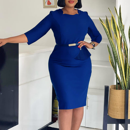 LADIES OFFICE DRESS                                BLUE / BLACK / WHITE                                  (SIZE  S - 3XL)
