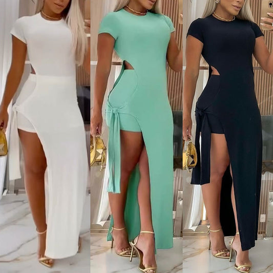 LADIES TWO PIECE SHORTS SET                     WHITE / BLACK / MINT GREEN                       (SIZE  S - 3XL)