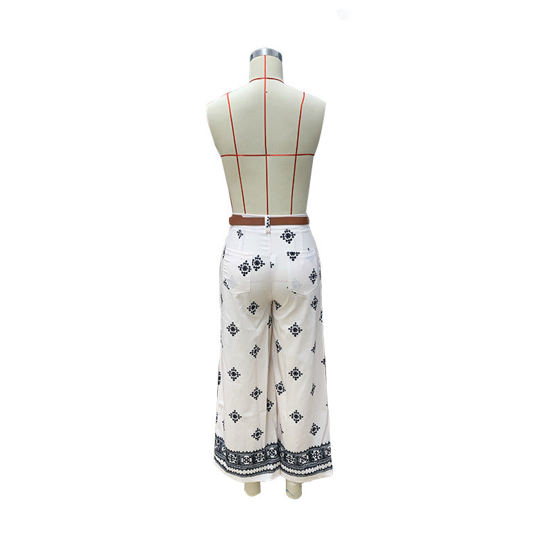 LADIES WIDE LEG BEACHWEAR PANTS                         OFF-WHITE                                (SIZE  S - XL)