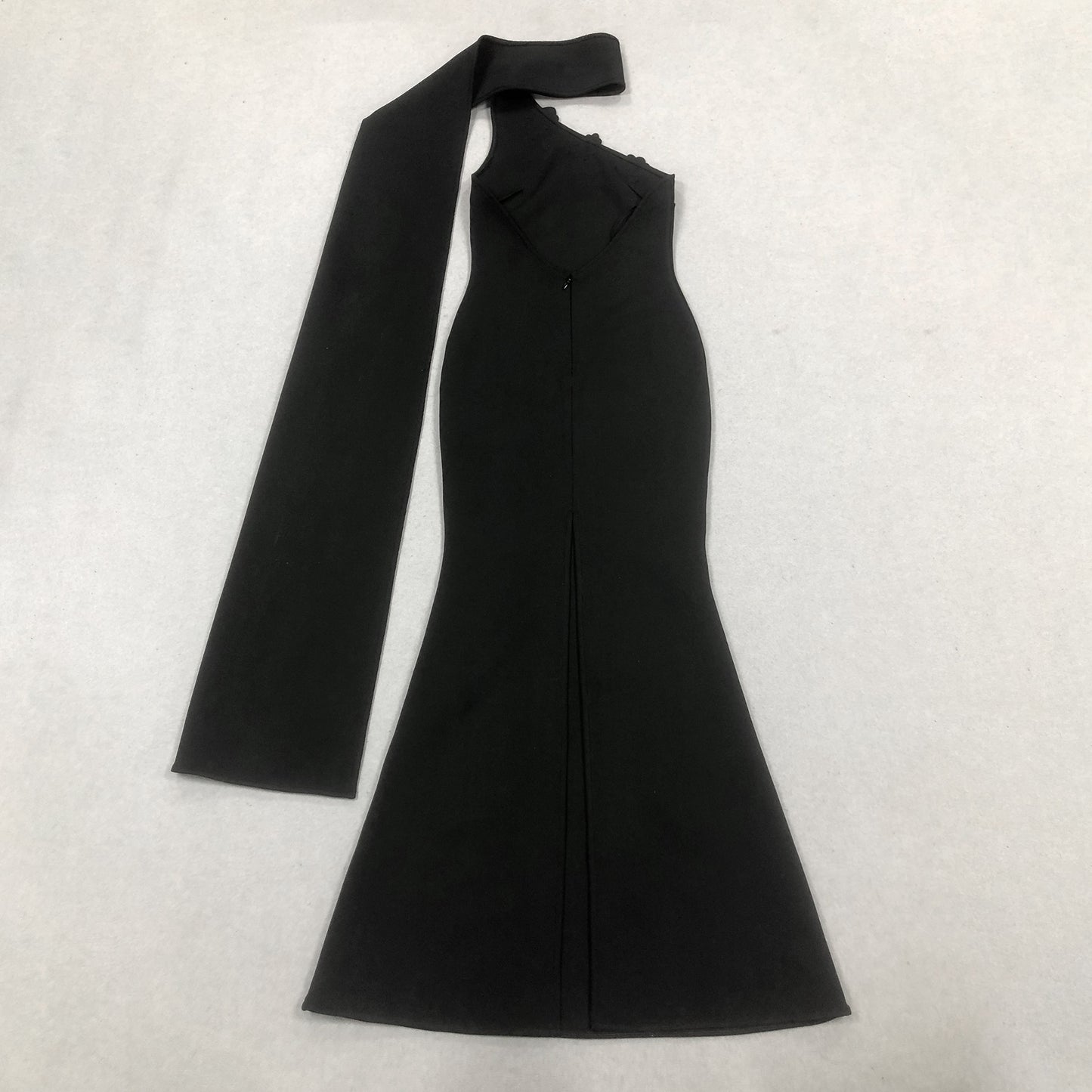 LADIES ONE SHOULDER BEADED EVENING / PARTY DRESS                            BLACK                       (SIZE  S - L)