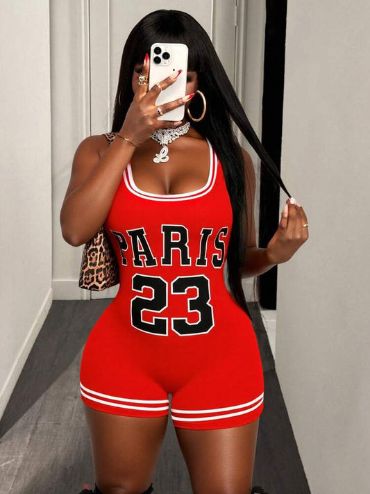 LADIES SLEEVELESS PLAYSUIT / ROMPER                            RED                                (SIZE  S - L)