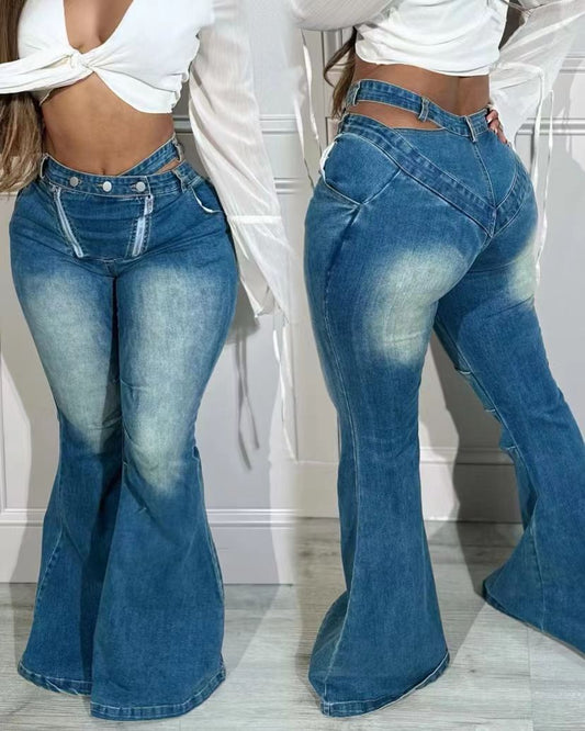 LADIES DENIM PANTS / JEANS                               BLUE DENIM                                        (SIZE  S - 2XL)