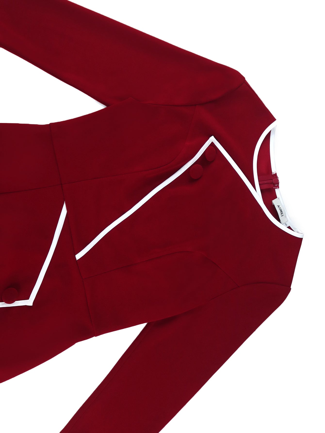 LADIES PLUS SIZE LONG SLEEVE DRESS                   WINE RED                         (SIZE  S - 4XL)