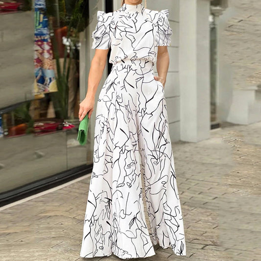 LADIES SHORT SLEEVE LONG JUMPSUIT                                WHITE                               (SIZE  S - XL)