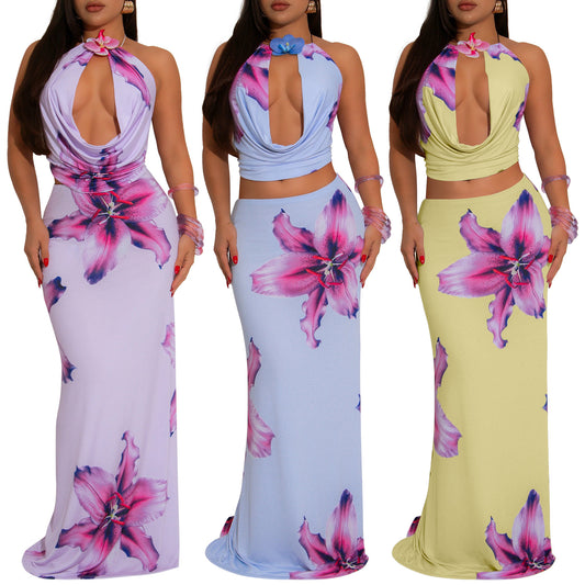 LADIES TWO PIECE TOP & SKIRT SET                              LIGHT PURPLE / LIGHT BLUE / LIGHT YELLOW                              (SIZE  S - 2XL)