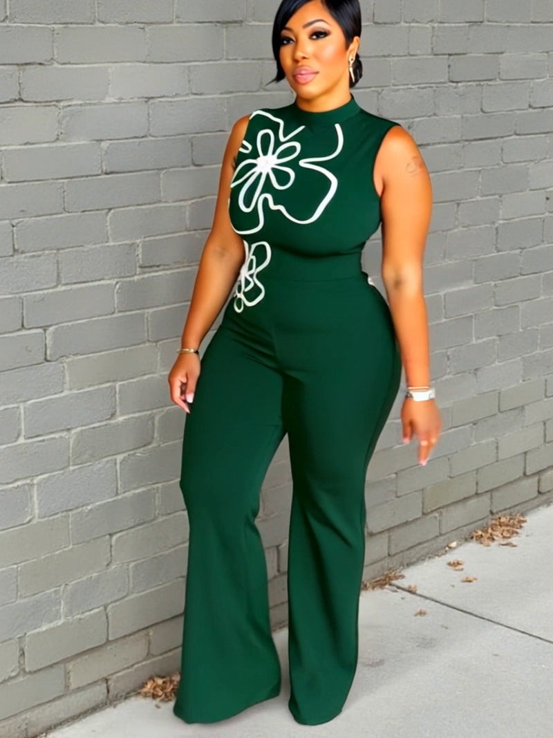 LADIES SLEEVELESS JUMPSUIT                              WHITE / BLACK / PINK / DARK GREEN                           (SIZE  M - 2XL)