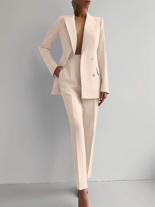 LADIES PROFESSIONAL OFFICE SUIT SET / PANTS SET                                APRICOT-BEIGE / BLACK / RED / GREEN / BLUE / PINK / LIGHT BLUE