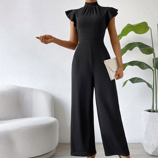 LADIES WIDE LEG JUMPSUIT                                BLACK                              (SIZE  M - 2XL)