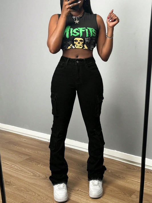 LADIES DENIM PANTS / JEANS                                BLACK                                        (SIZE  S - XL)