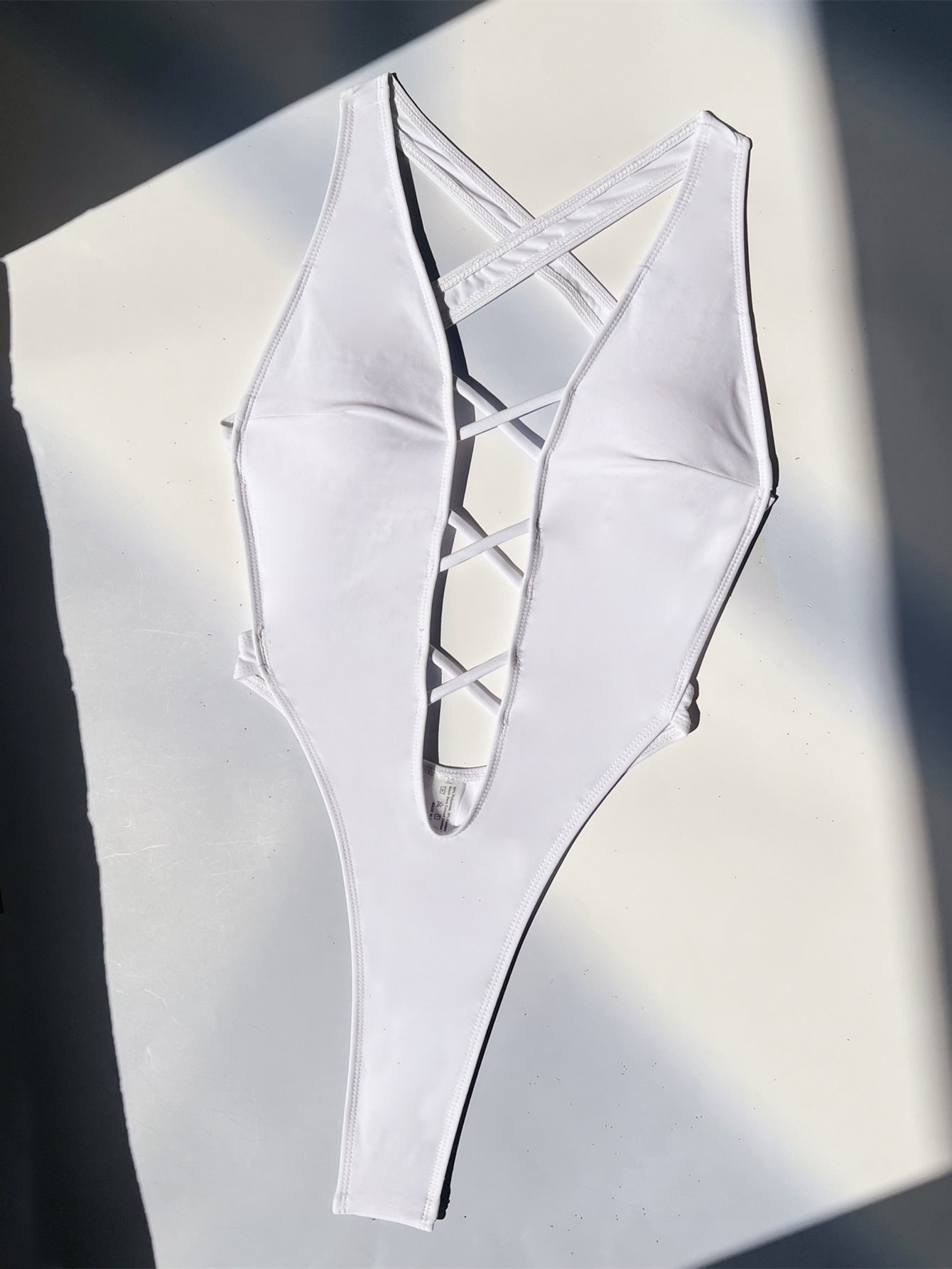 LADIES ONE PIECE SWIMSUIT SWIMWEAR                          WHITE / BLACK                            (SIZE  S - XL)