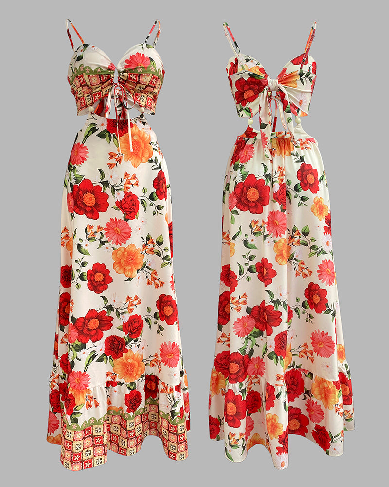 LADIES LONG SUMMER DRESS                                       APRICOT-RED / APRICOT-BEIGE                                  (SIZE  S - XL)