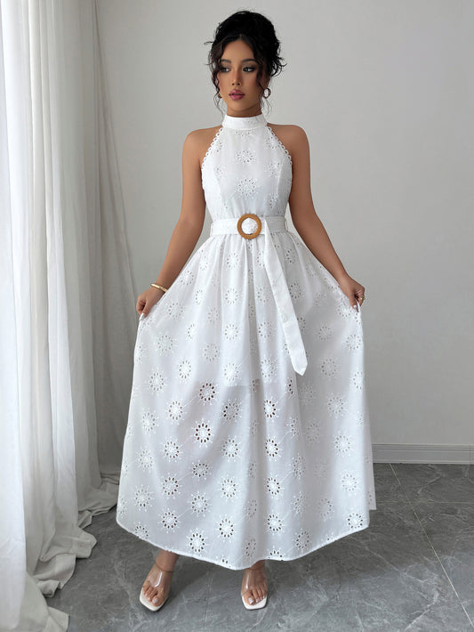 LADIES HALTERNECK DRESS                                  WHITE                                       (SIZE  S - XL)