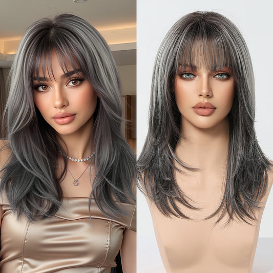 LADIES DARK GRAY WIG                                      DARK GRAY