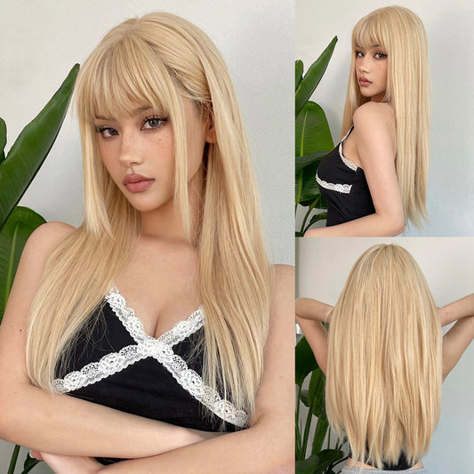LADIES STRAIGHT HAIR LONG WIG                                 GOLDEN BLONDE                                     (FREE SIZE)