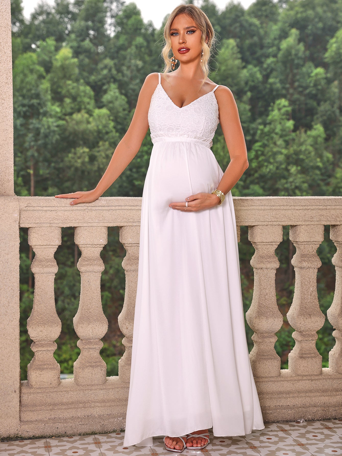 LADIES MATERNITY DRESS                                  WHITE                                     (SIZE  S - XL)